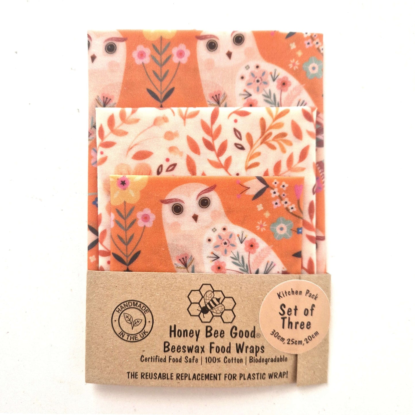 *Set of 3 Handmade Beeswax Wraps | Owls