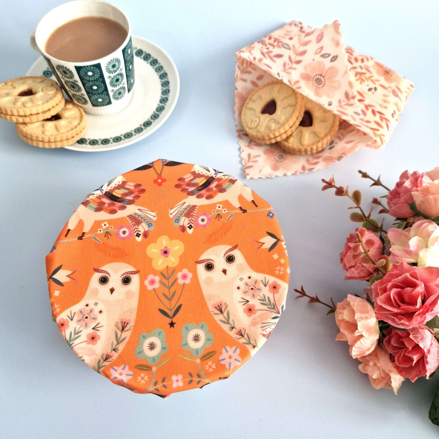 *Set of 3 Handmade Beeswax Wraps | Owls