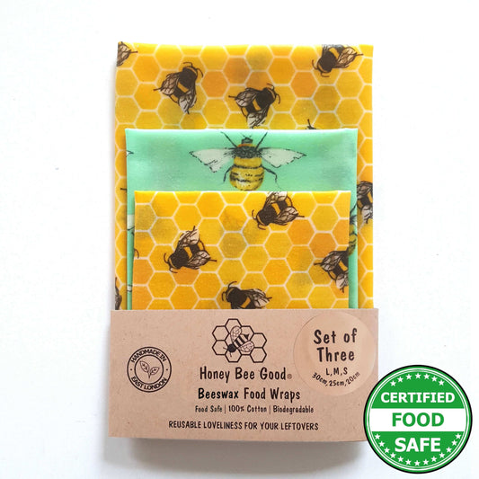 *Set of 3 Handmade Beeswax Wraps | Bee Happy