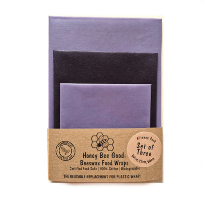 *Set of 3 Handmade Beeswax Wraps | Earth Tones Plum