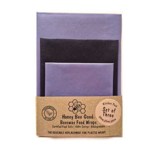 *Set of 3 Handmade Beeswax Wraps | Earth Tones Plum